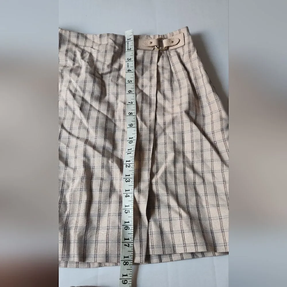 Sandro Paris Womens Nude Meredith Checkered Twill Mini Wrap Skirt Size 2